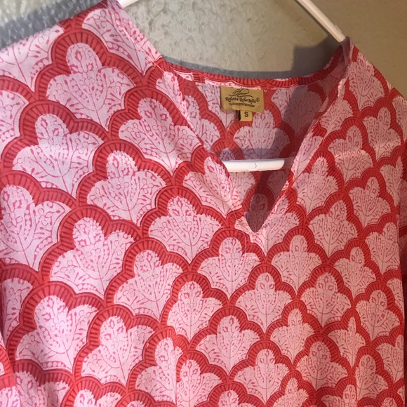 Roberta Roller Rabbit Red Patterned Tunic Caftan - Picture 5 of 8